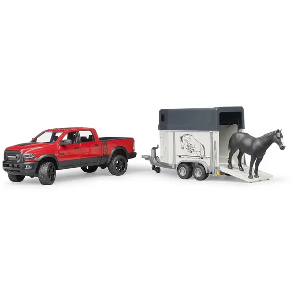 BRUDER RAM 2500 Pickup cu remorca cai si 1 cal, Bruder 02501