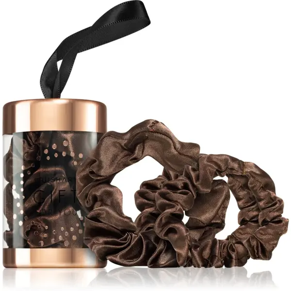 BrushArt Gift for You Slim & Midi satin scrunchie set Elastice pentru par Chocolate brown 3 buc