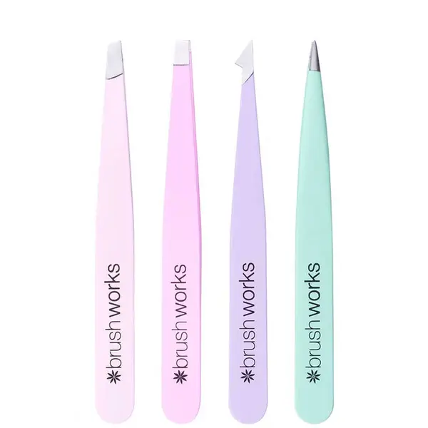 Brushworks 4 Piece Combination Tweezer Set - Pastels