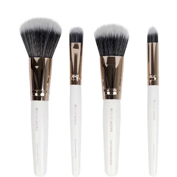 Brushworks White & Gold Travel Makeup Brush Set