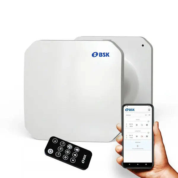 - BSK ZEPHYR Sistem de ventilație cu recuperare de căldură și flux alternativ, control Wi-Fi, senzori de temperatura & umiditate si telecomanda - TUB 500mm fix
