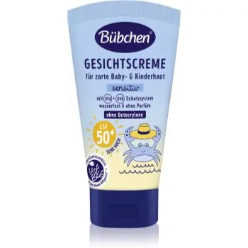 Bübchen Sensitive Sun Protection Face Cream SPF 50+ cremă protectoare pentru față, pentru copii SPF 50+