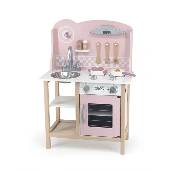 Bucatarie copii PolarB Viga, lemn, 7 accesorii, roz KID440465, la doar 476,00 lei