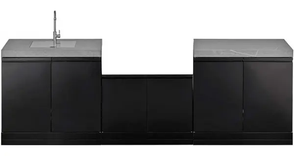 Bucatarie de exterior dulap fara gratar, contine modul chiuveta si modul cu blat de lucru Grandhall K0GK-01