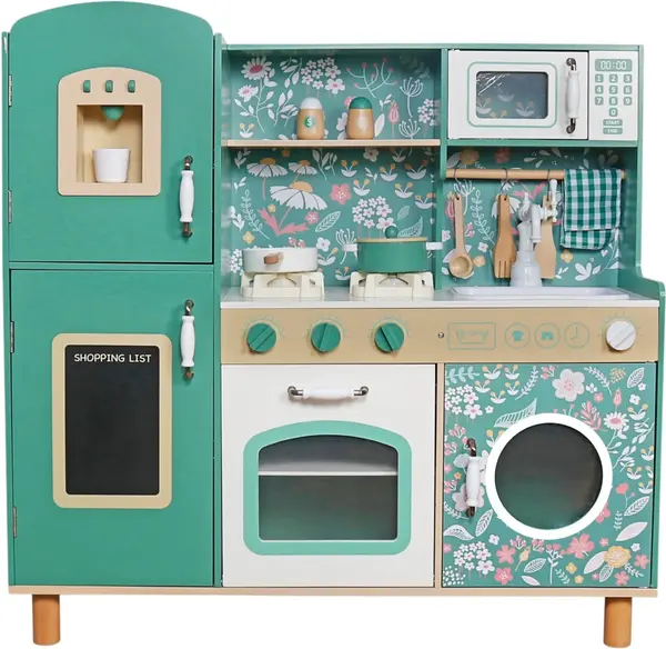 Bucătărie din lemn pentru copii Ginger Home - cu funcții și accesorii, verde