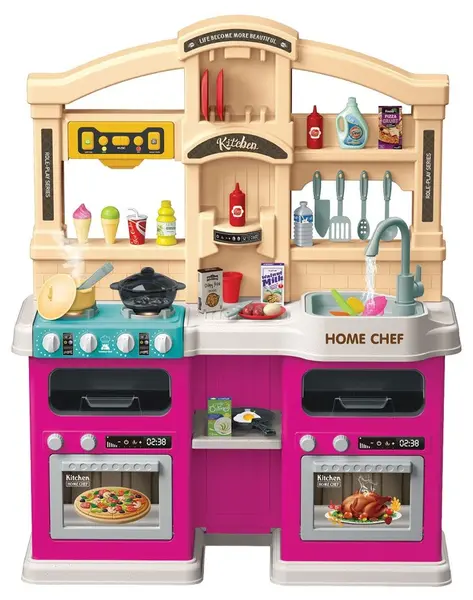 Bucătărie pentru copii Joele - Modern Kitchen, apă curgătoare și abur, 77 piese