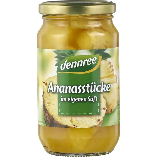 Bucati de ananas in suc propriu, eco - 350 g
