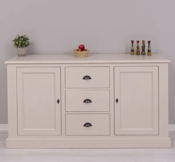 Bufet cu 2 usi, 3 sertare, BAS cu finisaj Light Greige