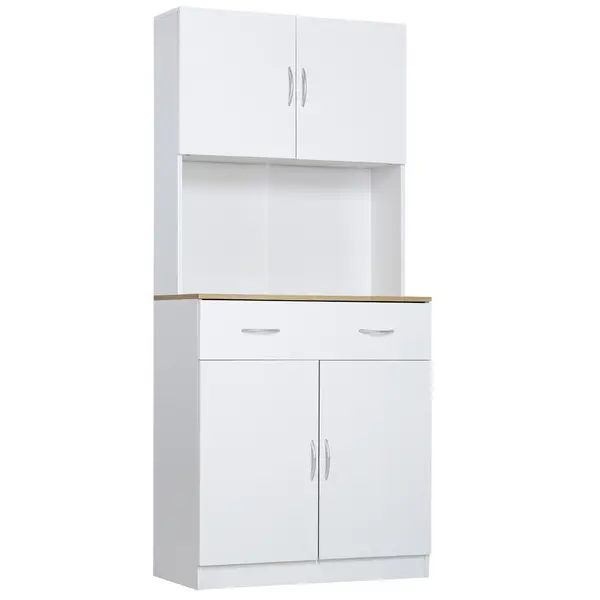 Bufet de bucatarie cu dulapuri HOMCOM, 80x40x180cm, alb | Aosom Romania