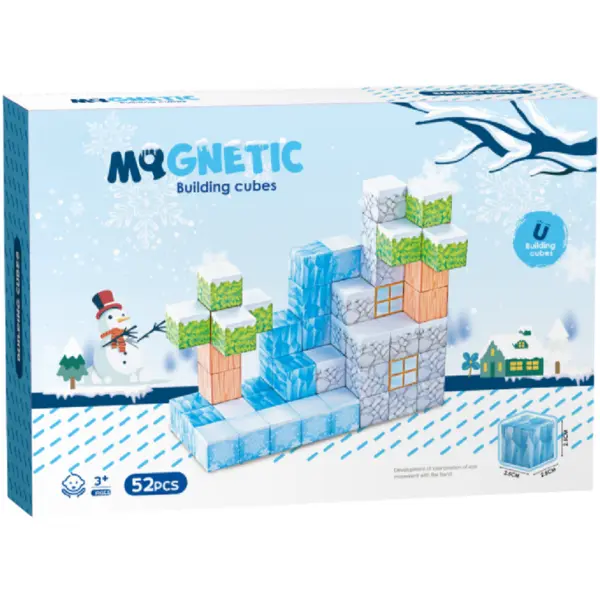 Bufnitel Joc Constructie Bufnitel Cuburi magnetice - Iarna 52 piese, 2.5 cm