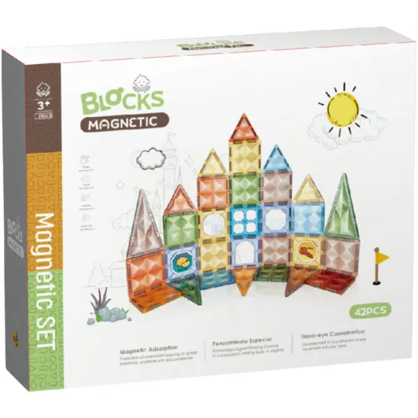Bufnitel Joc de constructie magnetic Bufnitel Diamond - 42 piese (7.5 cm)