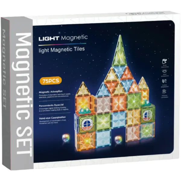 Bufnitel Joc magnetic Diamond cu lumini - 75 piese (7.5 cm)