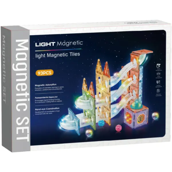 Bufnitel Labirint magnetic Diamond cu lumini - 93 piese (7.5 cm)