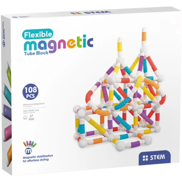 Bufnitel Set de constructie STEM magnetic - Tuburi flexibile (108 piese)