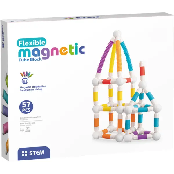 Bufnitel Set de constructie STEM magnetic - Tuburi flexibile (57 piese)