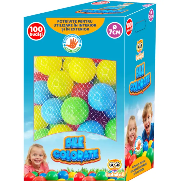 Bufnitel Set educativ Bufnitel, 100 bile colorate, diametru 7 cm