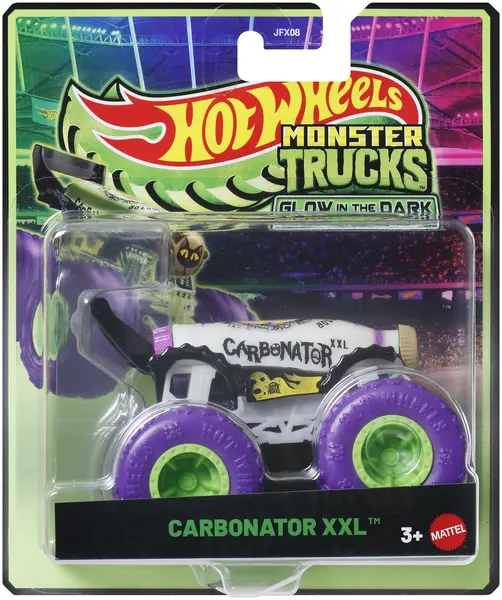 Buggy Hot Wheels Monster Truck Glow in the Dark - Carbonator XXL, 1:64