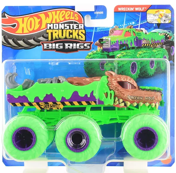 Buiggi Hot Wheels Monster Trucks Big Rigs - Wreckin' Wolf, 1:64