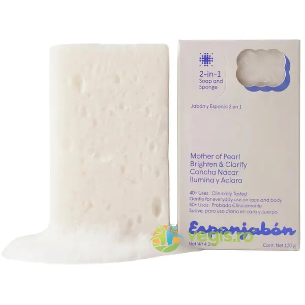 Burete de Baie si Sapun Incorporat 2 in 1 cu Efect Iluminator Mother of Pearl 120g