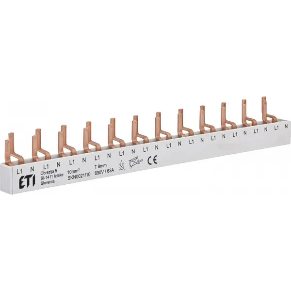 Busbar 1P+N, tip pin, 12 module, 63A SKN0021/10 Eti 002921150
