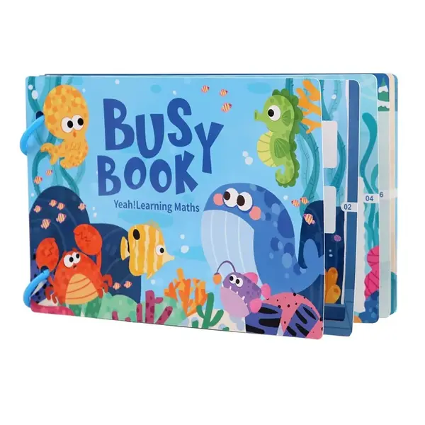 Busy Book - Animale acvatice, carte interactiva cu stickere reutilizabile