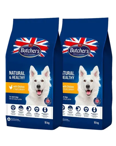 BUTCHER'S Natural&Healthy hrana uscata pentru caini cu pui 30 kg (2 x 15 kg)