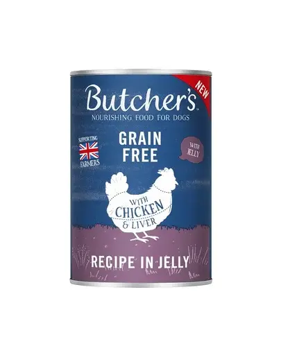 BUTCHER'S Original Recipe in Jelly hrana umeda caini, bucati de pui in jeleu, conserva 400g