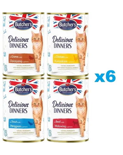 BUTCHERS Deliciuos Dinners Mix arome in aspic 24x400 g hrana pisica