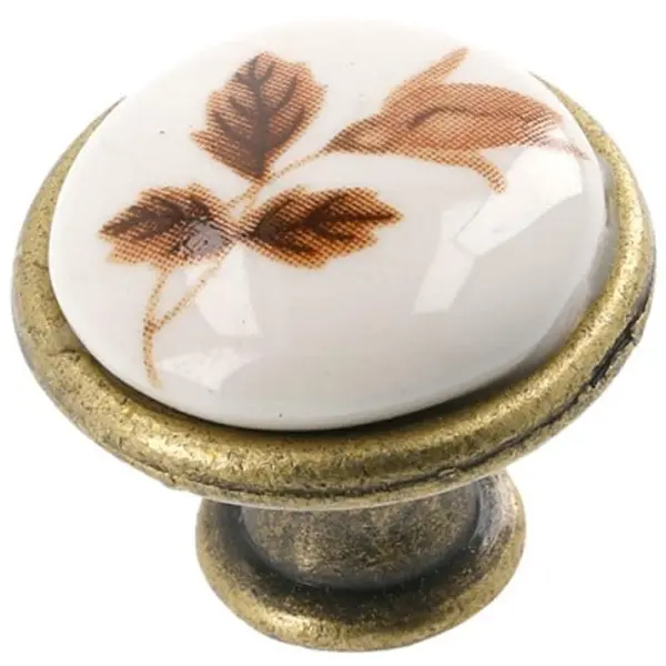 Buton Ceramica Model J4, Finisaj Antic Auriu/Trandafir Maro