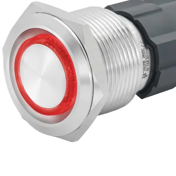Buton Metalic Push 22mm cu REVENIRE, 220V-10A, Led Rosu, ElectroAZ Engros