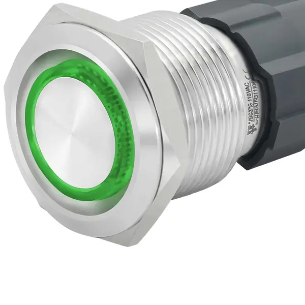 Buton Metalic Push 22mm cu REVENIRE, 220V-10A, Led Verde, ElectroAZ Engros