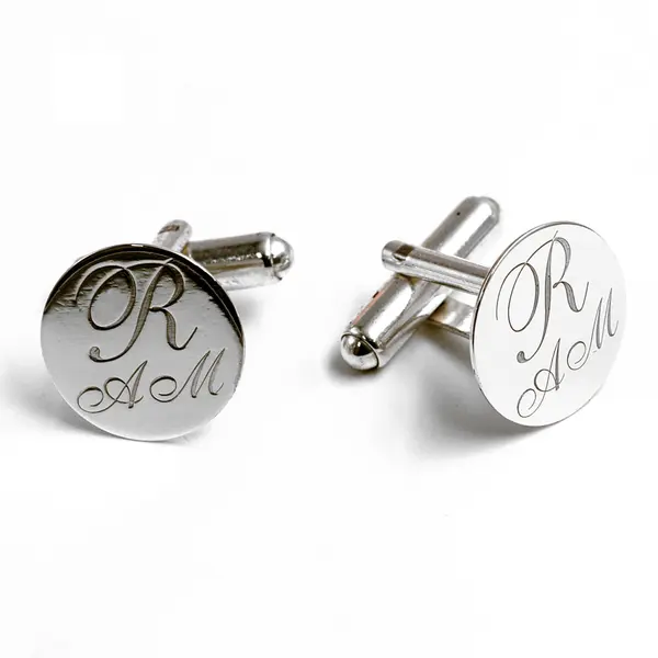 Butoni argint personalizati prin gravura ROUND
