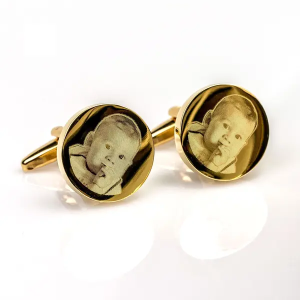 Butoni gravati cu poza GOLD ROUND