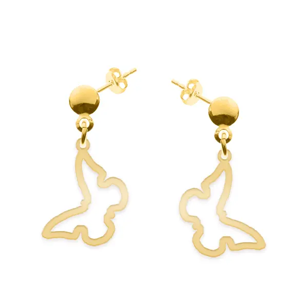 Butterfly - Cercei personalizati cu tija si fluturas din argint 925 placat cu aur galben 24K