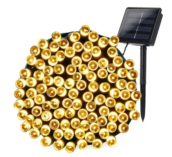 BZRSH Ghirlanda Luminoasa Solara Gradina 10m 100 LED Alb Cald Exterior