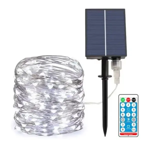 BZRSH Instalatie Luminoasa Solara Cupru 30m 300 LED 8 Efecte Telecomanda IP65