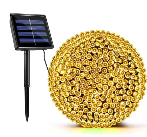 BZRSH Instalatie Solara Decorativa 30m 300 LED-uri Alb Cald Exterior