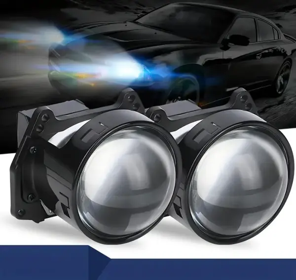 BZRSH Kit 2x Lupe Bi-LED 3 Inch 135W-150W 12-14V Lumina Alba Rece Faza Scurta Lunga