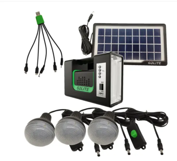 BZRSH Kit Solar GD-Lite 10 3 Becuri LED Port USB MP3 Radio FM Camping Zona Fara Curent