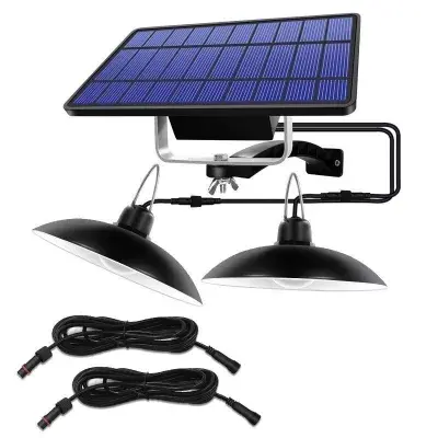 BZRSH Lampa Bec Dubla Solara 2 Becuri Interior 50W Lumina Alba Telecomanda