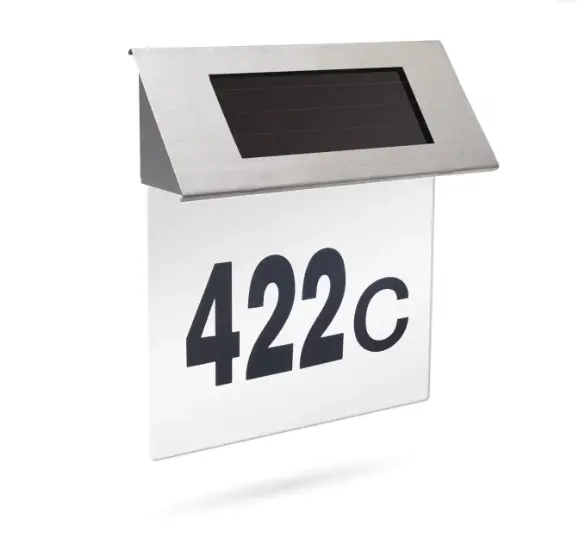 BZRSH Numar Casa Inox Iluminare LED Solar Cifre Litere Incluse