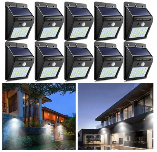BZRSH Set 10 Lampi Solare 30 LED Senzor Miscare Pachet Economic Proprietate Mare