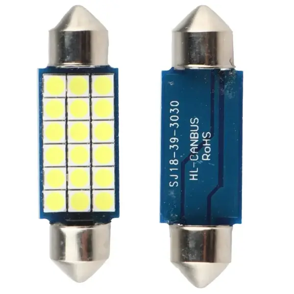 BZRSH Set 2 Becuri Auto LED C5W Sofit 18 SMD Canbus 39mm 12V Alba