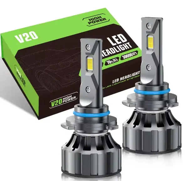 BZRSH Set 2 Becuri LED 9005 HB3 V20 12000LM 120W Super Canbus 6000K Ventilator