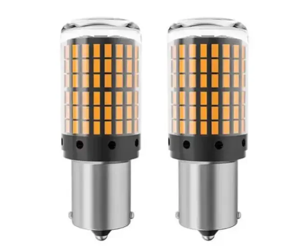 BZRSH Set 2 Becuri LED BA15S 1156 PY21W 144 SMD Galben Semnalizare 12V