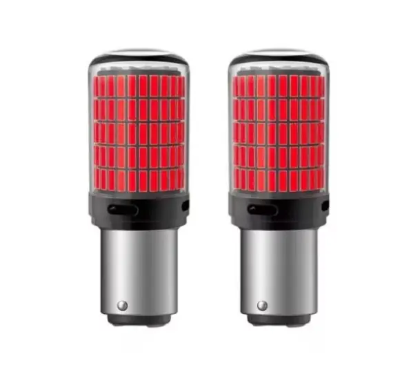 BZRSH Set 2 Becuri LED BAY15D 1157 144 SMD Rosu 2 Faze Pozitie Frana 12V