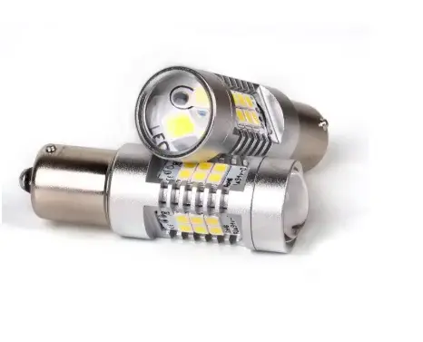 BZRSH Set 2 Becuri LED cu Lupa 1156 BA15S P21W 27 LED 6000K Alb Rece Marsarier
