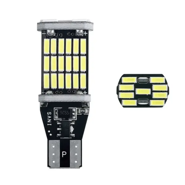BZRSH Set 2 Becuri LED T15 W16W 45 SMD 12V Canbus 6500K Marsarier Plafoniera Portbagaj