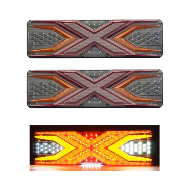 BZRSH Set 2 Lampi LED Spate Universale 12-24V Semnalizare Dinamica 33x13cm Rosu Galben Alb