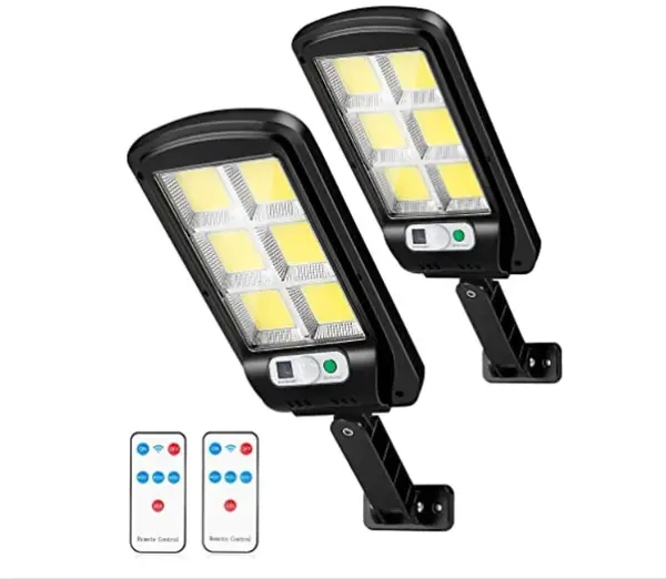 BZRSH Set 2 Lampi Solare 120 LED Telecomanda Exterior Curte Usa Alee Parcare